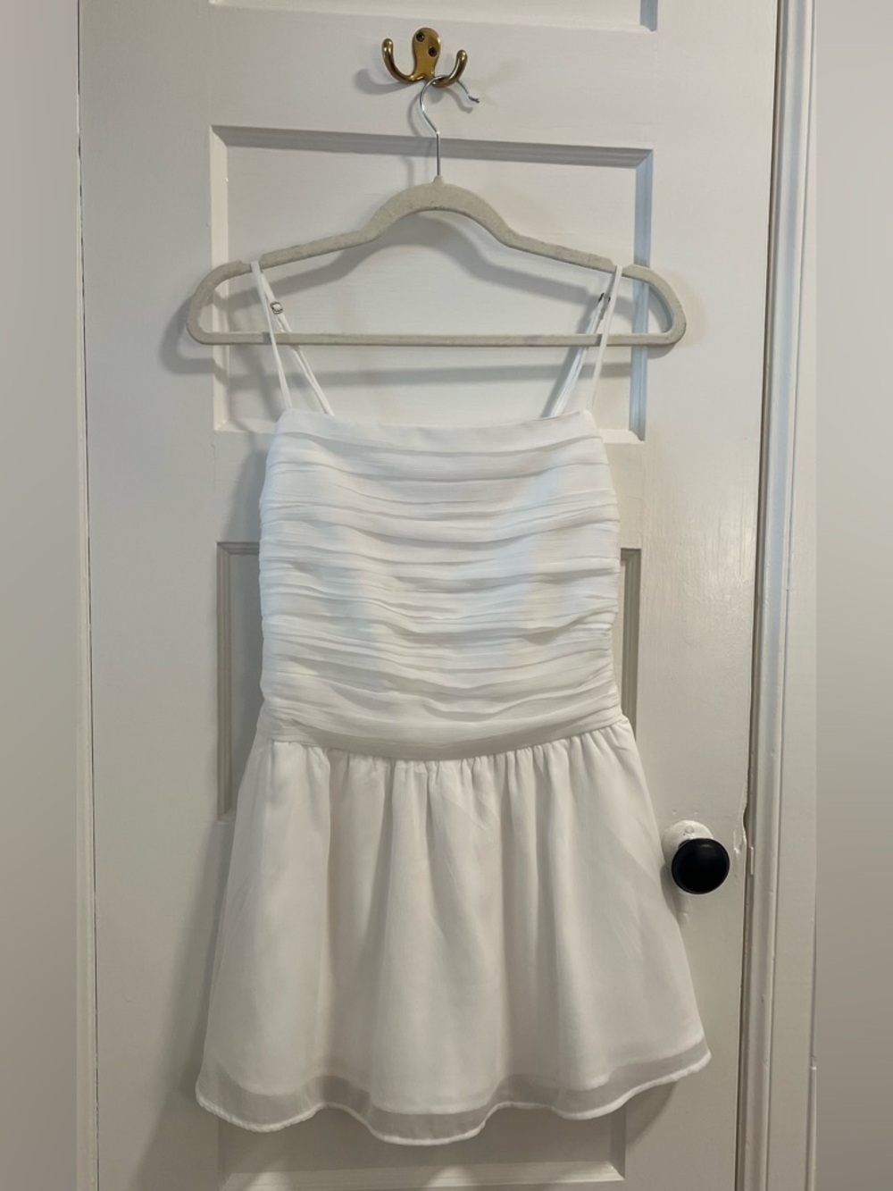 Hollister White Ruched Strap Mini Dress Size Small